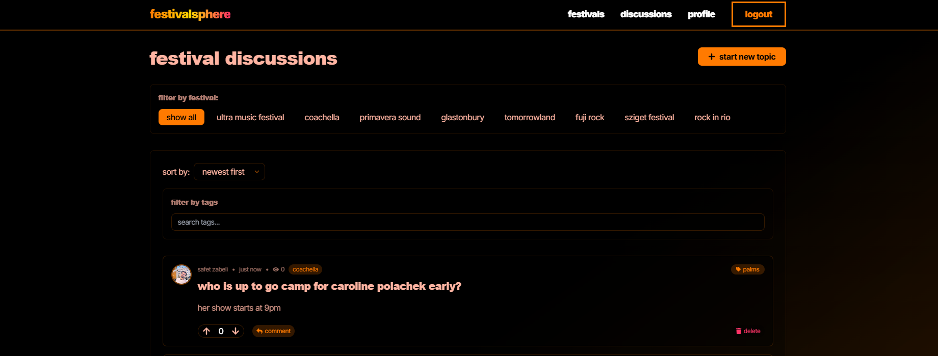 FestivalSphere Screenshot 2
